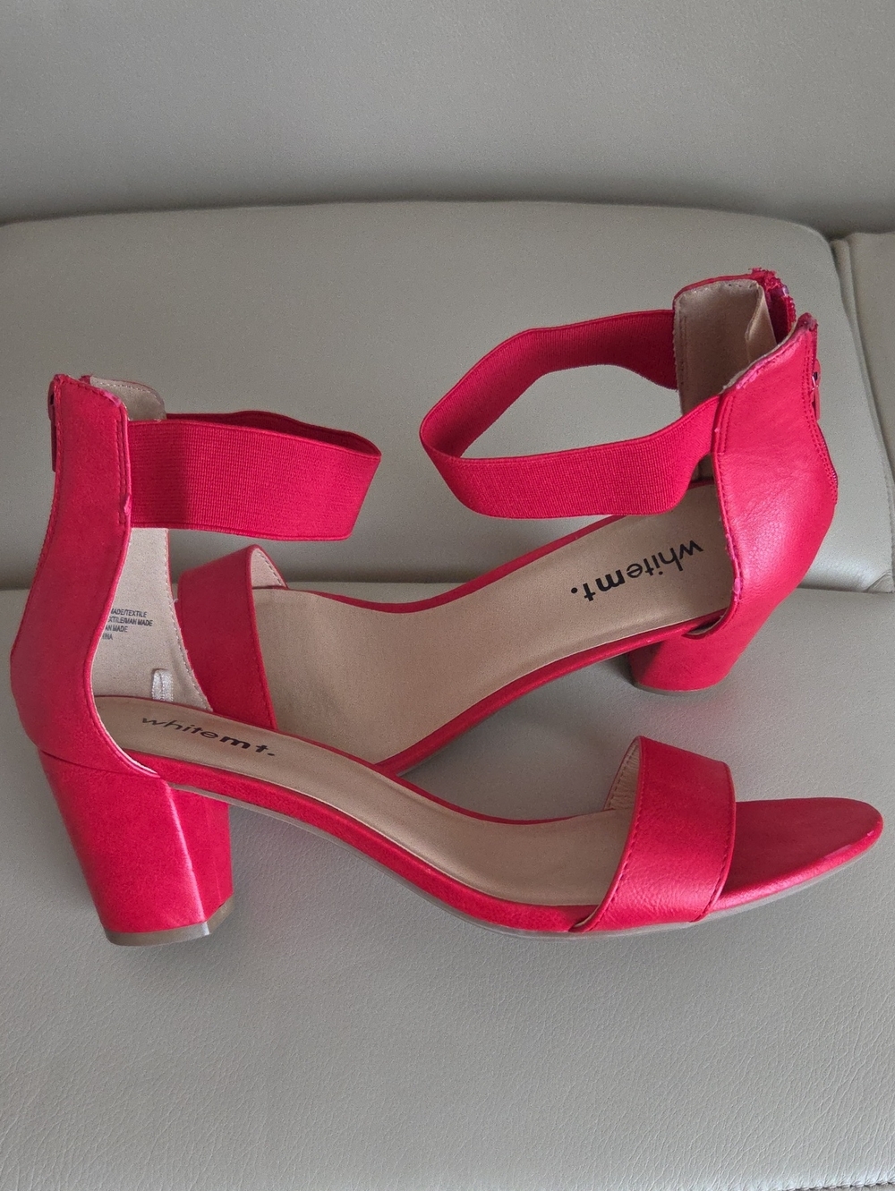 Red Ankle-Strap Block Heels Size 11M